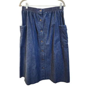 Women's Vintage "The Season Ticket" Midi Denim Skirt Size 12